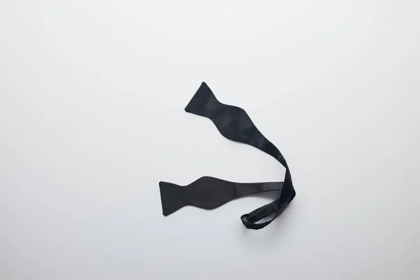 Top View Untied Black Bow Tie Isolated White — Stock Photo, Image