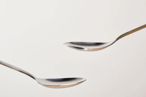 Close View Empty Teaspoons Grey Background — Stock Photo, Image