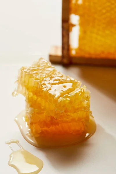 Detailní Zobrazení Zásobníku Včelího Vosku Bílý Povrch — Stock fotografie
