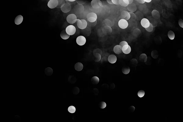 Sparking Silver Decorative Bokeh Black Background — Stock Photo, Image