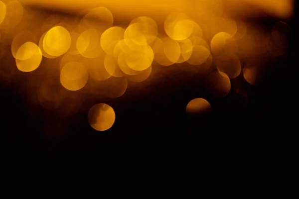 Festive Golden Bokeh Black Background Copy Space — Stock Photo, Image