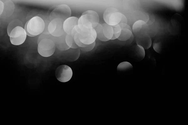 Festive Shiny Silver Bokeh Black Background Copy Space — Stock Photo, Image