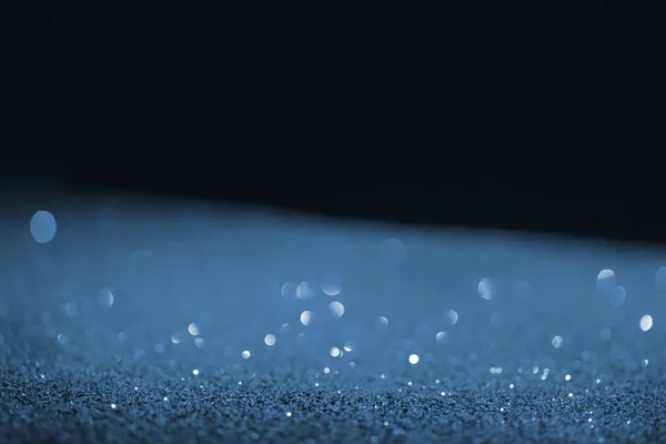 Black Background Blue Glitter Bokeh — Stock Photo, Image