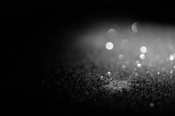 Flou Brillant Argent Paillettes Sur Fond Sombre — Photo