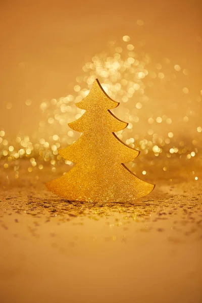 Gyllene Glänsande Julgran För Dekoration Med Glitter — Stockfoto