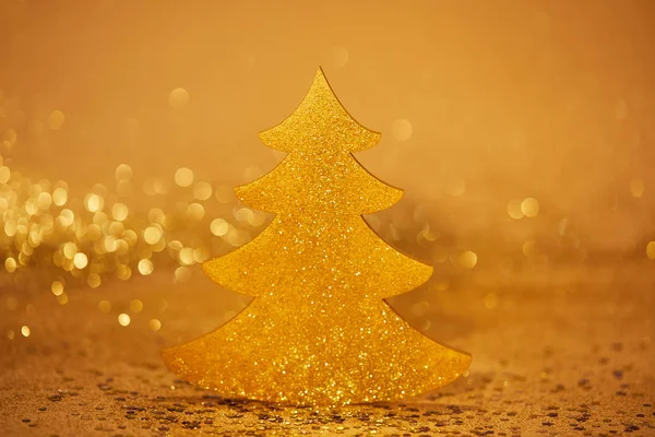 Oro Scintillante Albero Natale Decorazione — Foto Stock