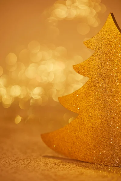 Close Golden Glittering Christmas Tree Decoration — Stock Photo, Image