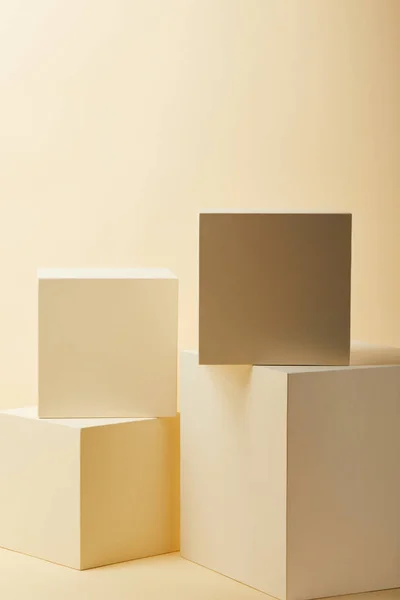 Composition Beige Cubes Various Sizes — Stock Photo, Image