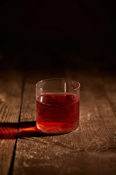 Close View Tasty Mulled Wine Glass Wooden Surface — Free Stock Photo