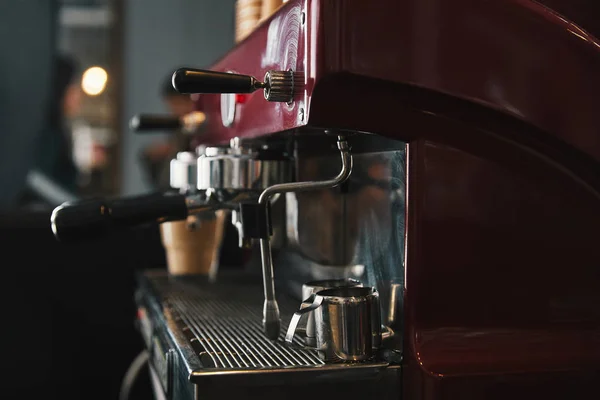 Vista Cerca Máquina Café Profesional Cafetería — Foto de Stock