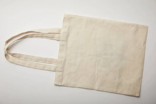 Top View Cotton Bag White Surface Minimalistic Concept — Stock Photo, Image