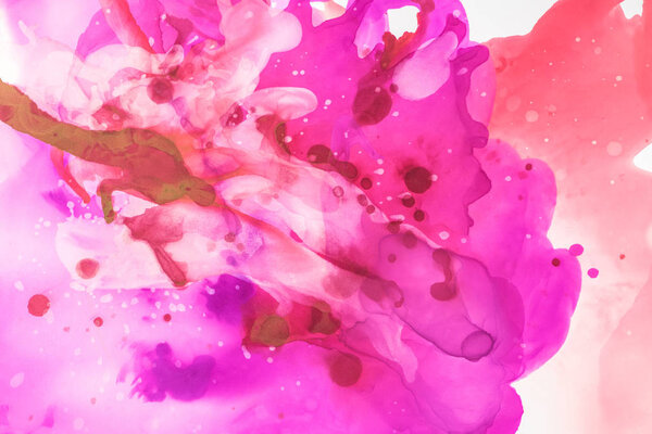 textured violet and red splashes of alcohol inks as abstract background