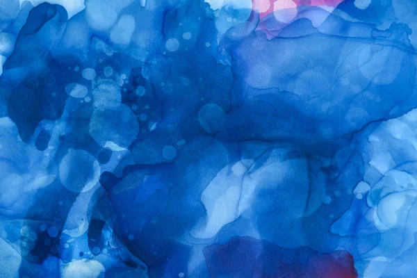 Textured Blue Splashes Alcohol Ink Abstract Backdrop — Stock Photo, Image
