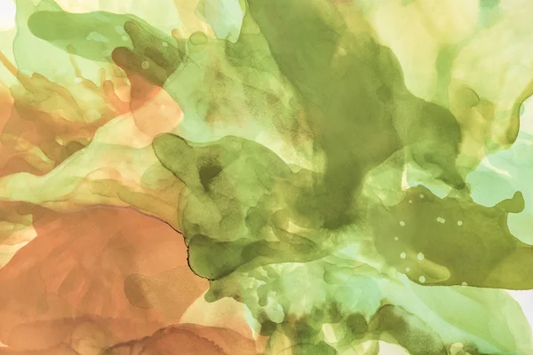 Brown Green Splashes Alcohol Inks Abstract Background — Stock Photo, Image