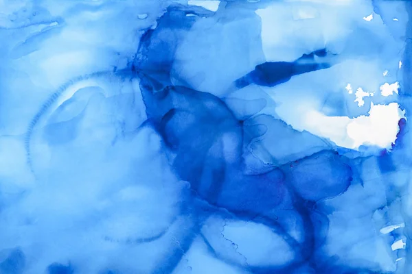 Blue Splashes Alcohol Ink Abstract Background — Stock Photo, Image