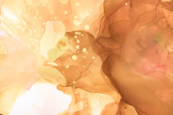 Brown Splashes Alcohol Ink Abstract Background — Stock Photo, Image