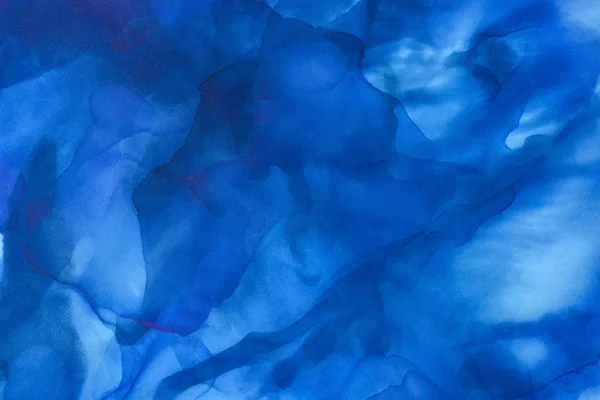 Dark Blue Splashes Alcohol Ink Abstract Background — Stock Photo, Image