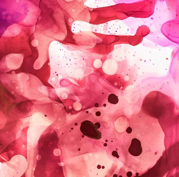 Violet Red Splashes Alcohol Inks Abstract Background — Stock Photo, Image