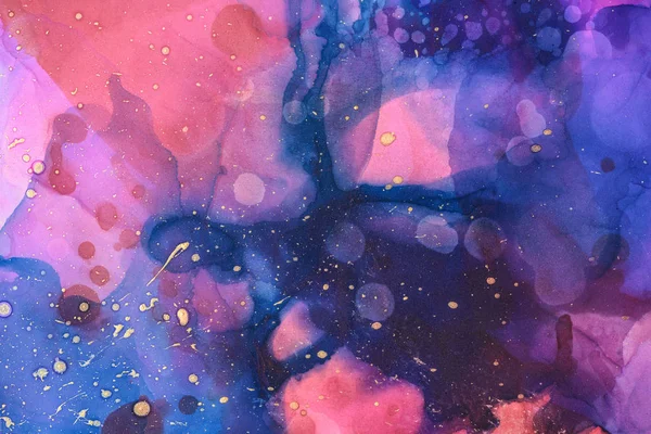 Смешивание Синего Фиолетового Черного Брызг Алкогольных Красок Качестве Абстрактного Фона — стоковое фото