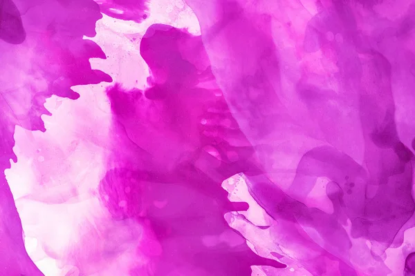 Trendy Violet Splashes Alcohol Ink Abstract Background — Stock Photo, Image