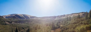 panoramic view of beautiful mountains landscape under sunlight, Carpathians, Ukraine clipart