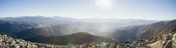 panoramic view of beautiful mountains landscape under sunlight, Carpathians, Ukraine