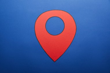 Kırmızı geolocation mavi arka plan üzerinde çizim