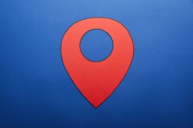 red geolocation drawing on blue background clipart