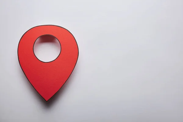 Red Geolocation Icon Grey Background — Stock Photo, Image