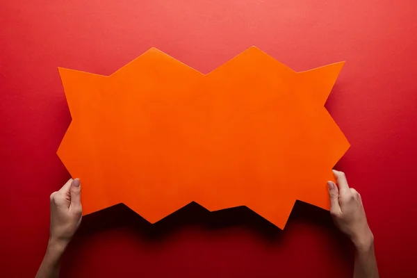 Top View Empty Red Speech Bubble Red Background — Stock Photo, Image