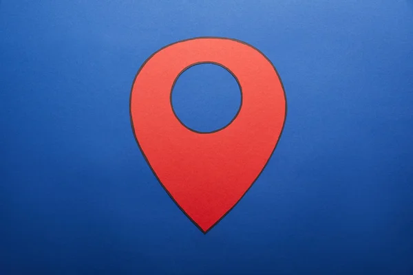 Red Geolocation Drawing Blue Background — Stock Photo, Image
