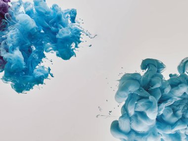 blue splashes of paint on white background clipart