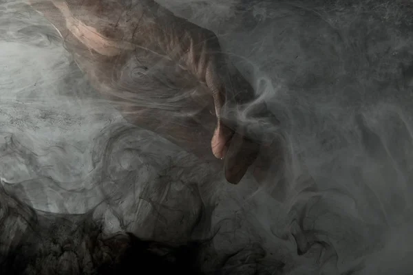 Partial View Male Hand Grey Smoke — Stock Photo, Image