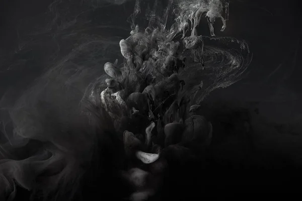 abstract black background with grey paint swirls