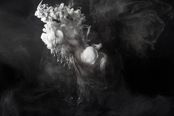 Abstract Splash Grey Paint Black Background — Stock Photo, Image