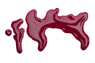 close up view of burgundy nail polish spills isolated on white clipart