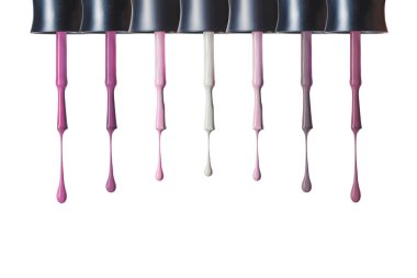 pastel renkli beyaz izole oje seçiminde gövdeli lineer fırçalar