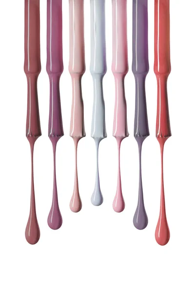 Glänsande Nagellack Med Variation Pastell Färger Isolerad Vit — Stockfoto