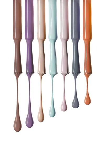 Wet Brushes Variation Pastel Colors Isolated White — Stock Photo, Image