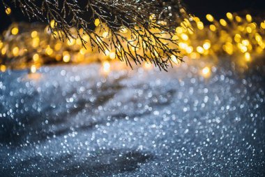 seçici odak altın glitter ve gölge, Noel arka plan kavramı tarafından dekore edilmiş Şubesi