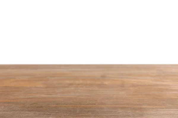 Коричневый Полосатый Деревянный Стол Белом — стоковое фото