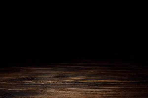 Mesa Madera Rayas Marrón Oscuro Sobre Negro — Foto de Stock