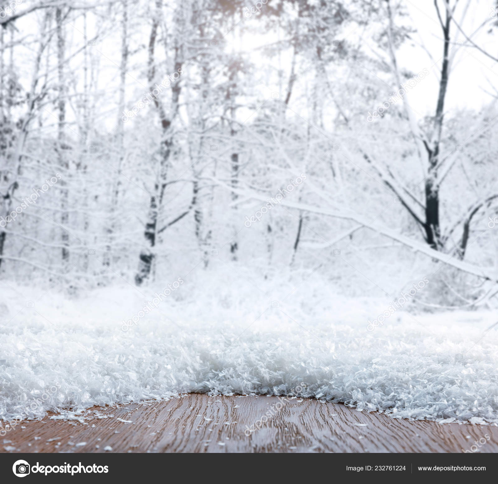 Striped Brown Wooden Background Beautiful Snowy Trees Wallpaper