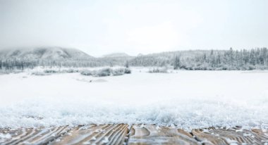 striped brown wooden background on beautiful winter wallpaper clipart