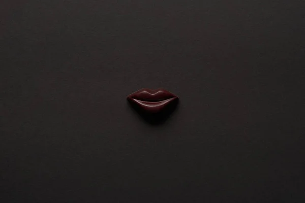 Top View Tasty Chocolate Lips Black Background — Stock Photo, Image