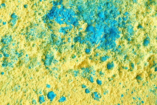 Κοντινό Πλάνο Της Σκόνη Holi Κίτρινο Πράσινο Και Μπλε — Φωτογραφία Αρχείου