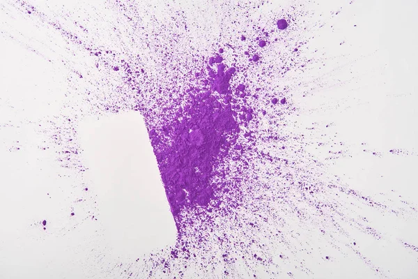 方形空框架的紫色圣洁油漆在白色背景与拷贝空间 — 图库照片