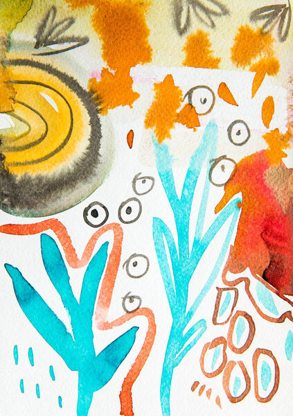 top view of abstract multicolored watercolor picture