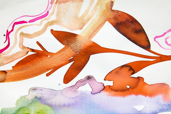 Вид Сверху Абстрактного Цветного Многоцветного Акварельного Изображения — стоковое фото