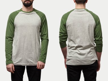beyaz izole kopya alanı ile raglan kollu beyzbol tişörtlü adam kolaj